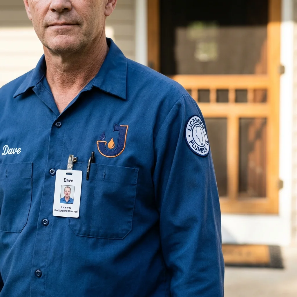 Licensed plumber showing ID badge in Concordia, MO