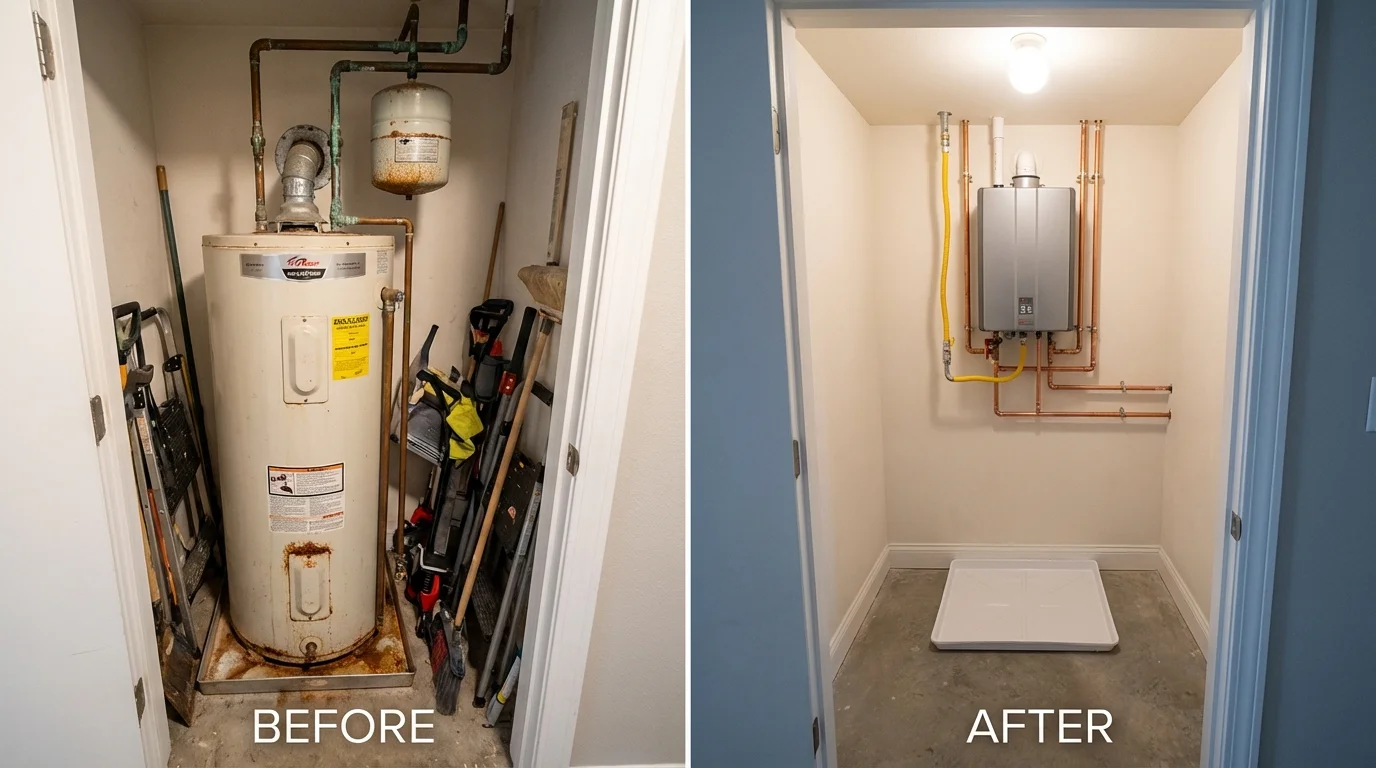 Tank water heater versus wall-mounted tankless unit comparison for Concordia, MO homeowners